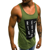 Men's Gym Letter Print Men Bodybuilding Casual Tank Tops