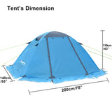 2 Person Aluminum Pole Tent Lightweight Backpacking Tent for Hiking Climbing Snow Weather