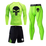 Men's Fitness Skull Running Tights Gym Tracksuit