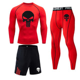 Men's Fitness Skull Running Tights Gym Tracksuit