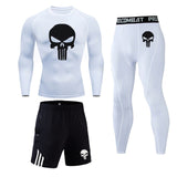 Men's Fitness Skull Running Tights Gym Tracksuit
