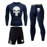 Men's Fitness Skull Running Tights Gym Tracksuit