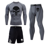 Men's Fitness Skull Running Tights Gym Tracksuit
