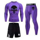 Men's Fitness Skull Running Tights Gym Tracksuit