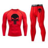 Men's Fitness Skull Running Tights Gym Tracksuit