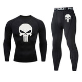 Men's Fitness Skull Running Tights Gym Tracksuit