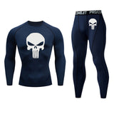 Men's Fitness Skull Running Tights Gym Tracksuit