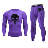 Men's Fitness Skull Running Tights Gym Tracksuit