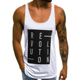 Men's Gym Letter Print Men Bodybuilding Casual Tank Tops