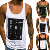 Men's Gym Letter Print Men Bodybuilding Casual Tank Tops