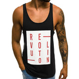 Men's Gym Letter Print Men Bodybuilding Casual Tank Tops