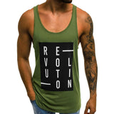 Men's Gym Letter Print Men Bodybuilding Casual Tank Tops